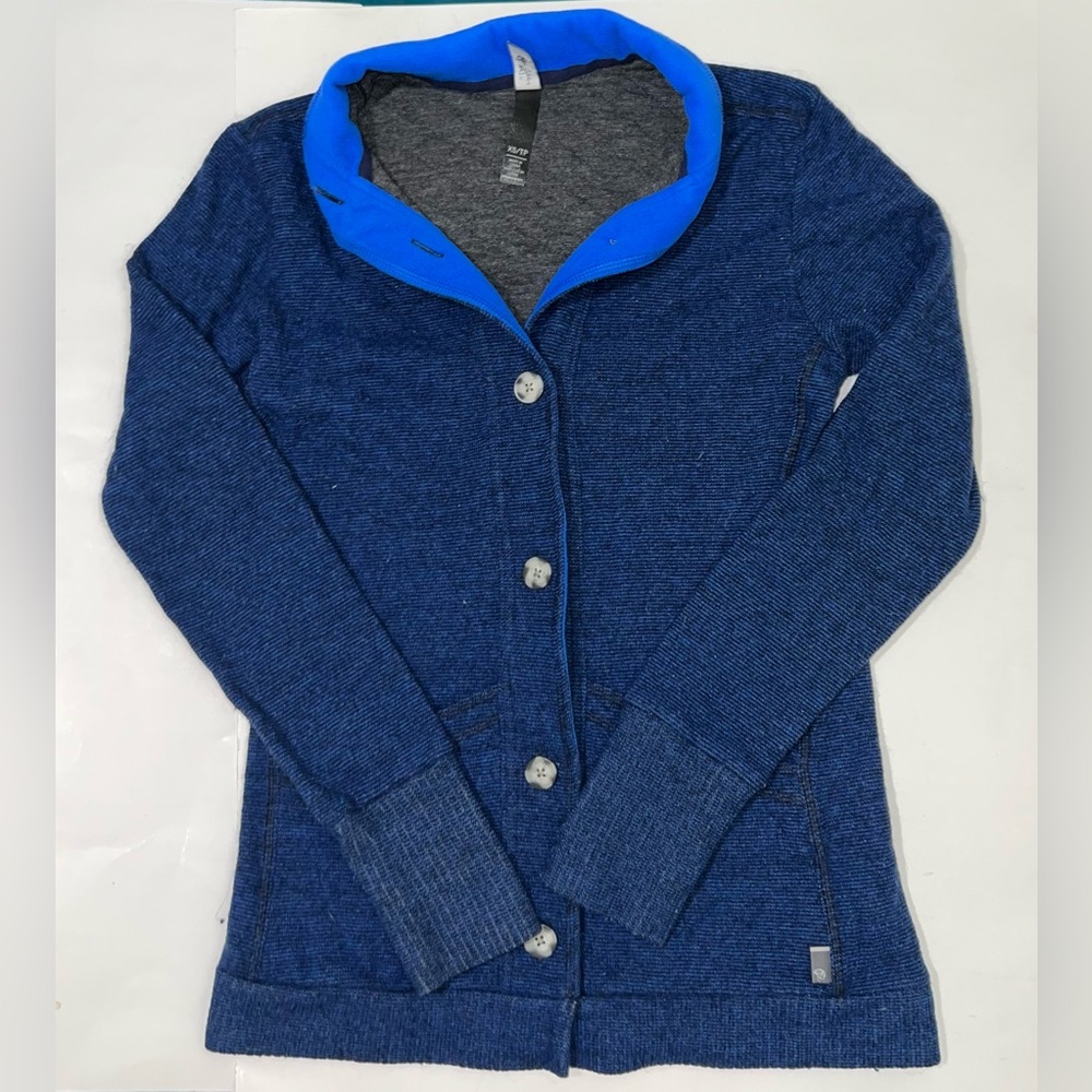 Mountain Hardwear Women’s Blue Wool Blend Cardigan Sweater Size XS